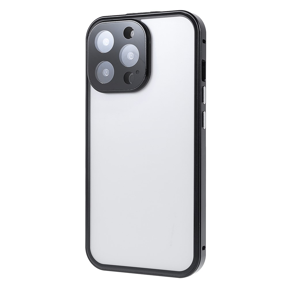 Full Covering Phone Case Magnetic Absorption Front Tempered Glass and Back Acrylic Phone Cover for iPhone 13 Pro Max 6.7 inch - Black-3