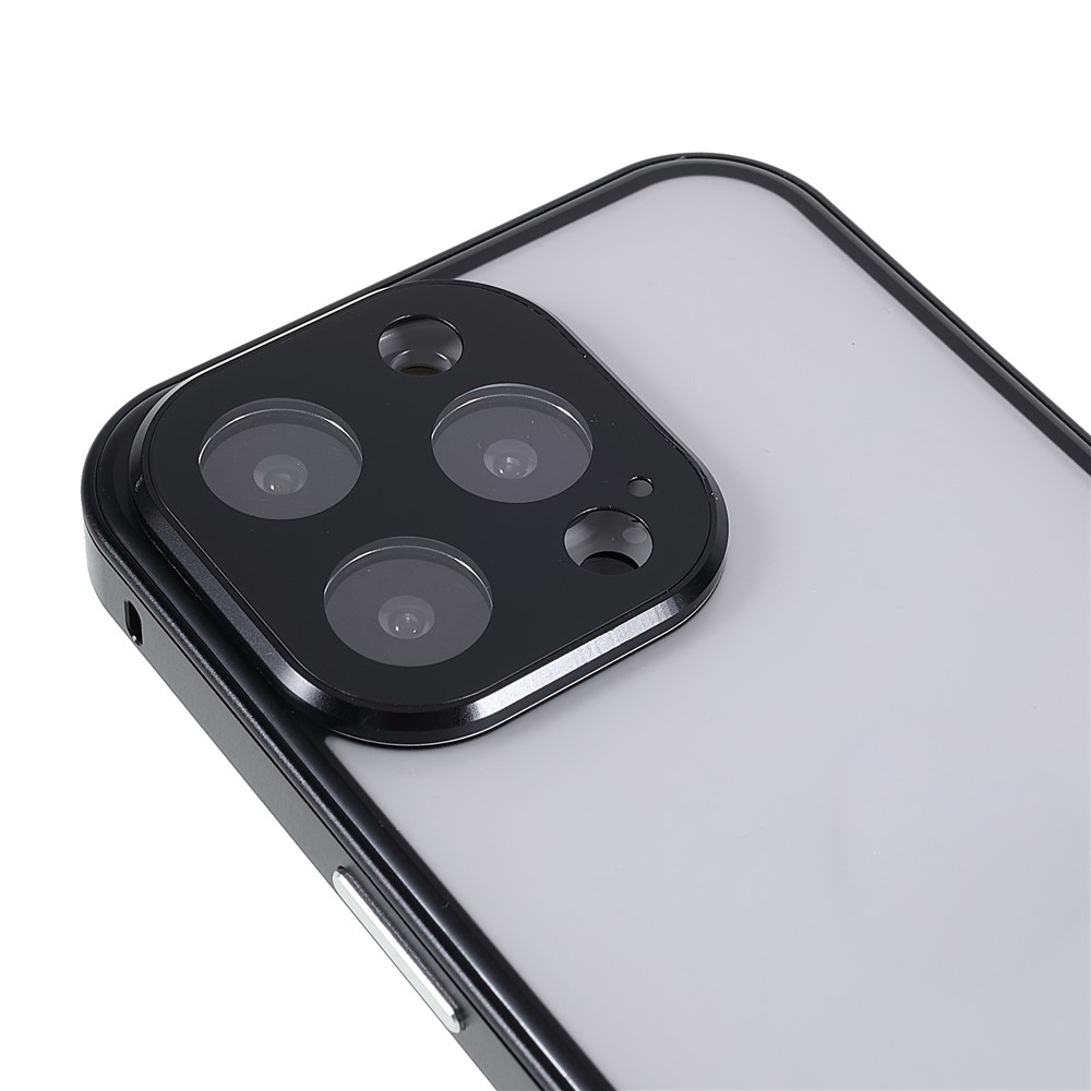 Full Covering Phone Case Magnetic Absorption Front Tempered Glass and Back Acrylic Phone Cover for iPhone 13 Pro Max 6.7 inch - Black-6