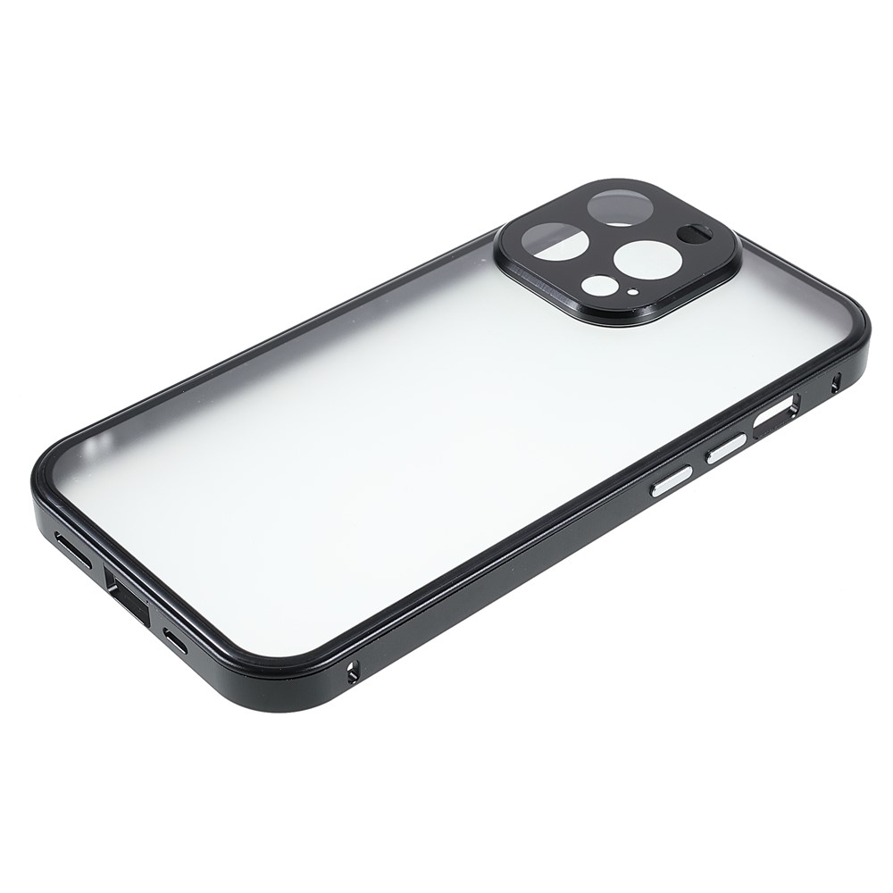 Full Covering Phone Case Magnetic Absorption Front Tempered Glass and Back Acrylic Phone Cover for iPhone 13 Pro Max 6.7 inch - Black-9