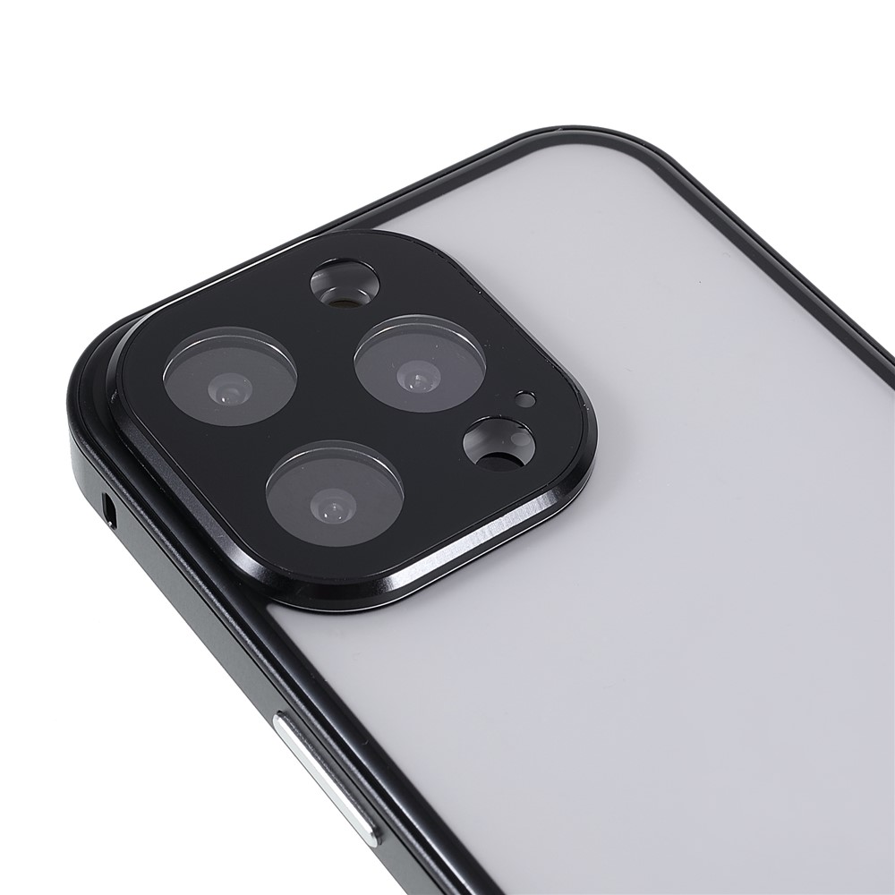 Shockproof Scratch Resistant Phone Case Magnetic Absorption Front Tempered Glass and Back Acrylic Phone Cover for iPhone 13 Pro 6.1 inch - Black-6