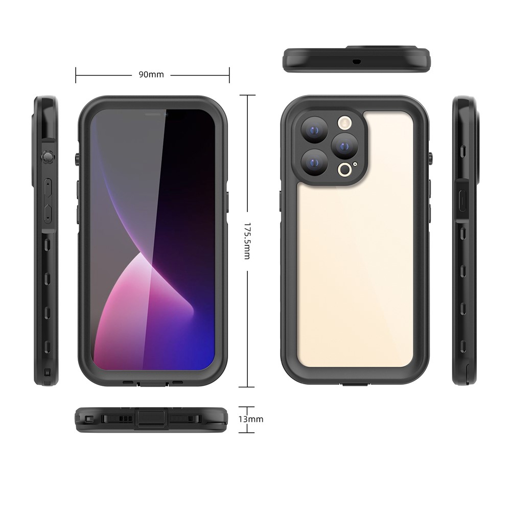 SHELLBOX A Series IP68 Waterproof IP6X Dustproof Transparent Back Hybrid Phone Case for iPhone 13 Pro Max-8