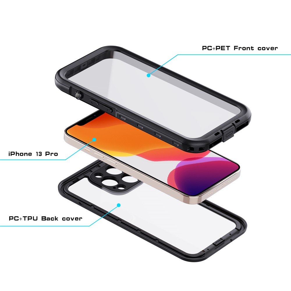 SHELLBOX A Series IP68 Waterproof Scratch Resistant Anti-Drop Transparent Phone Case for iPhone 13 Pro 6.1 inch-5
