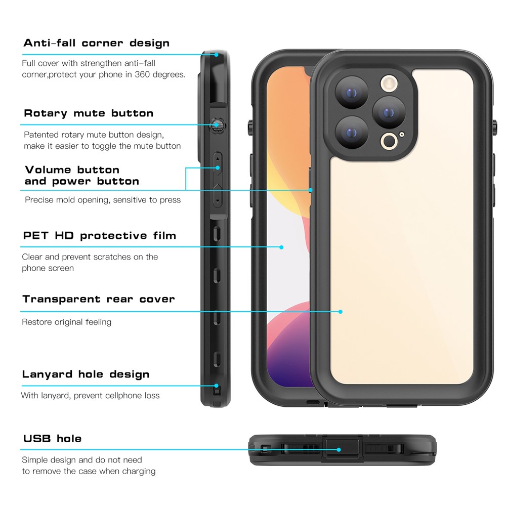 SHELLBOX A Series IP68 Waterproof Scratch Resistant Anti-Drop Transparent Phone Case for iPhone 13 Pro 6.1 inch-6
