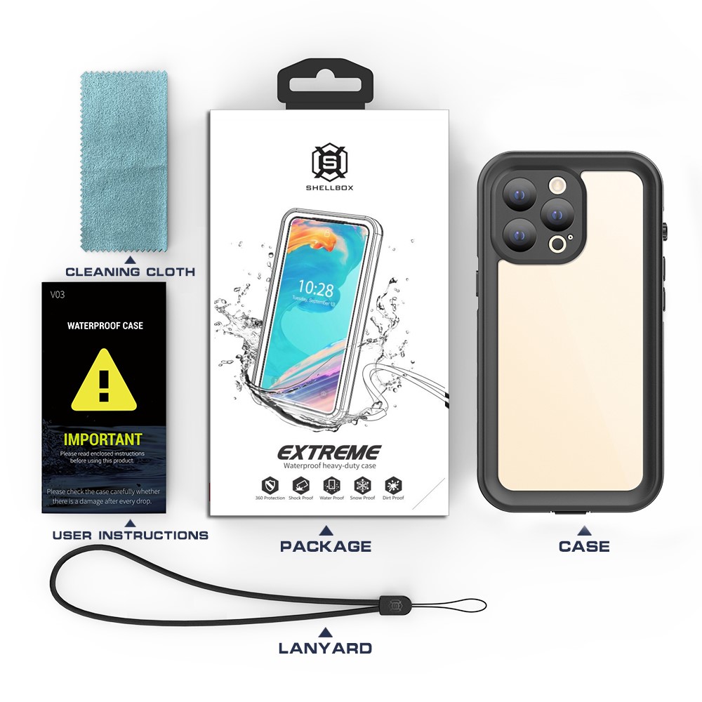 SHELLBOX A Series IP68 Waterproof Scratch Resistant Anti-Drop Transparent Phone Case for iPhone 13 Pro 6.1 inch-8