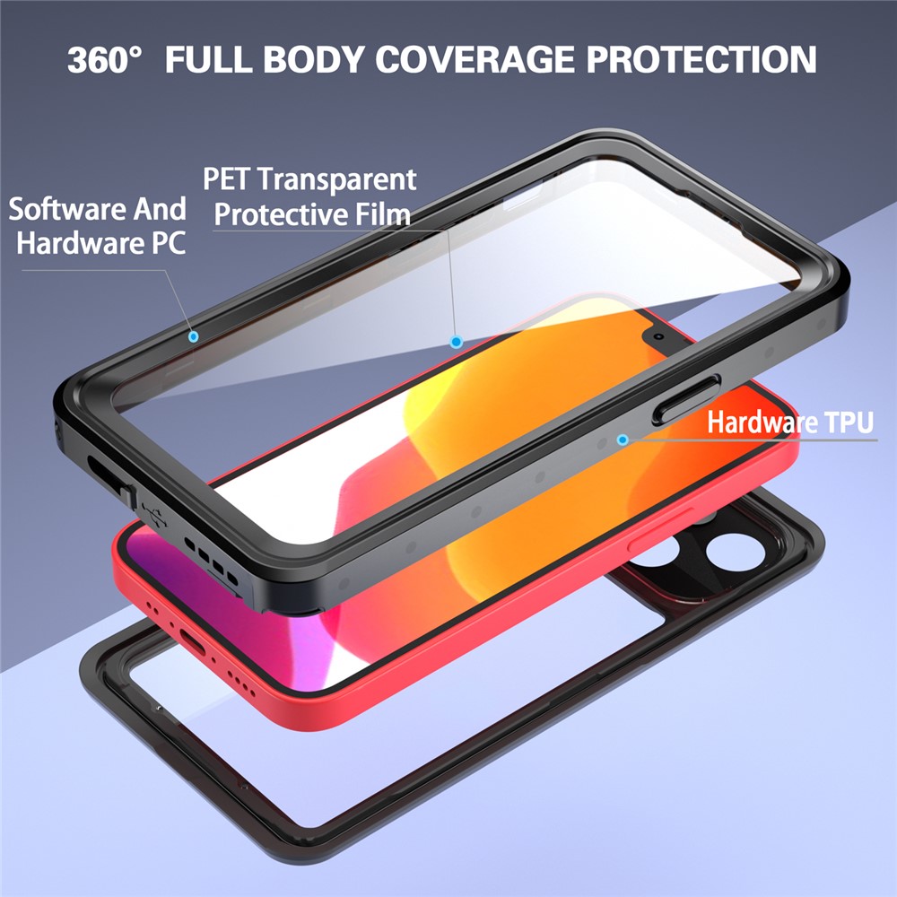 REDPEPPER PRO Series Drop-proof IP68 Waterproof Scratch Resistant Transparent Phone Case for iPhone 13 mini 5.4 inch-6