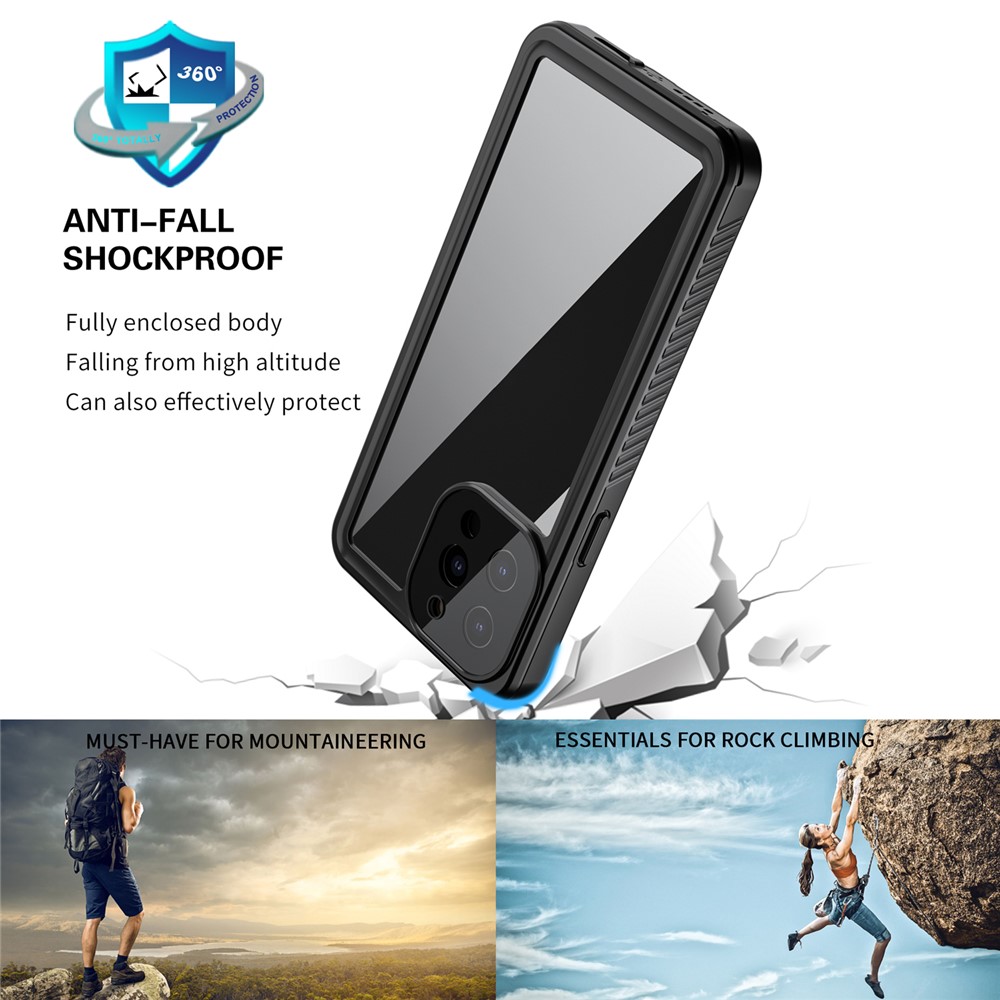 SHELLBOX IP68 Waterproof IP6X Anti-dust Transparent Back TPU+PC+PET Hybrid Phone Case for iPhone 13 Pro Max 6.7 inch-4