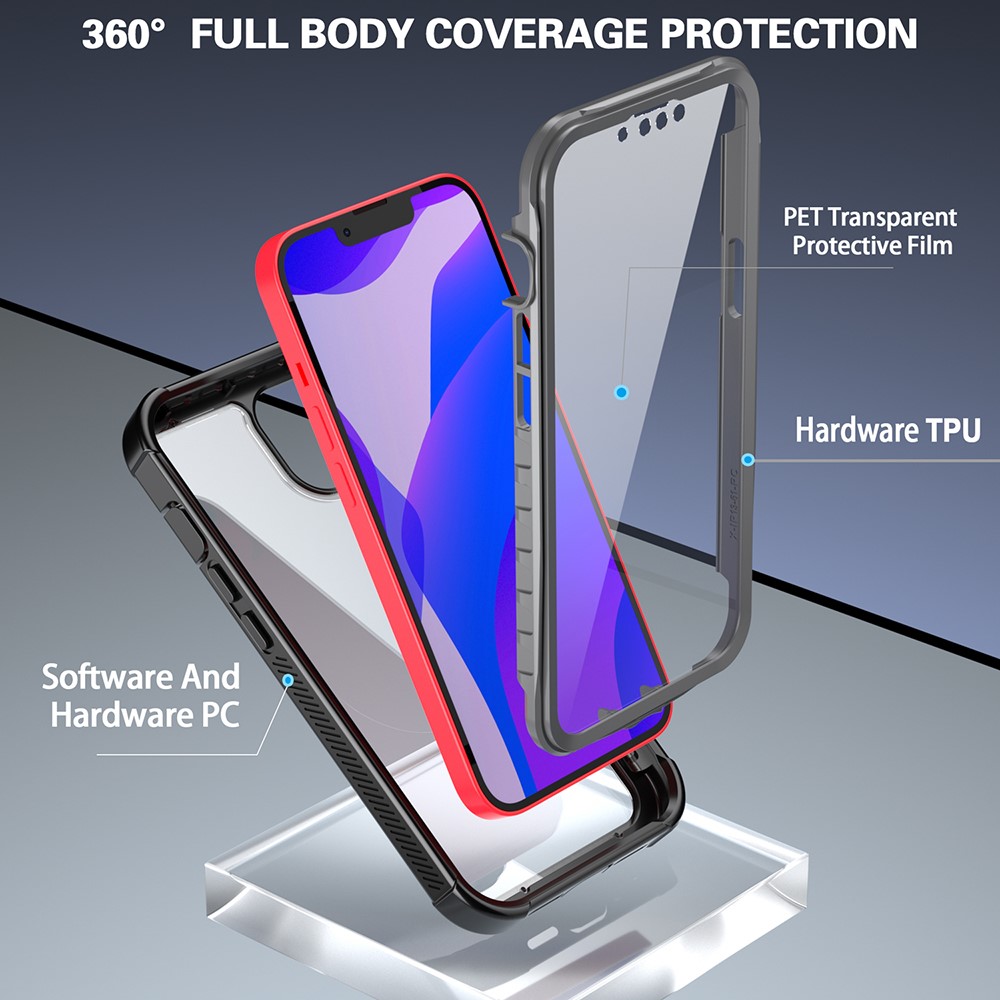 Full Coverage Anti-Drop Shockproof Scratch-Resistant PC TPU PET Hybrid Case for iPhone 13 6.1 inch-7