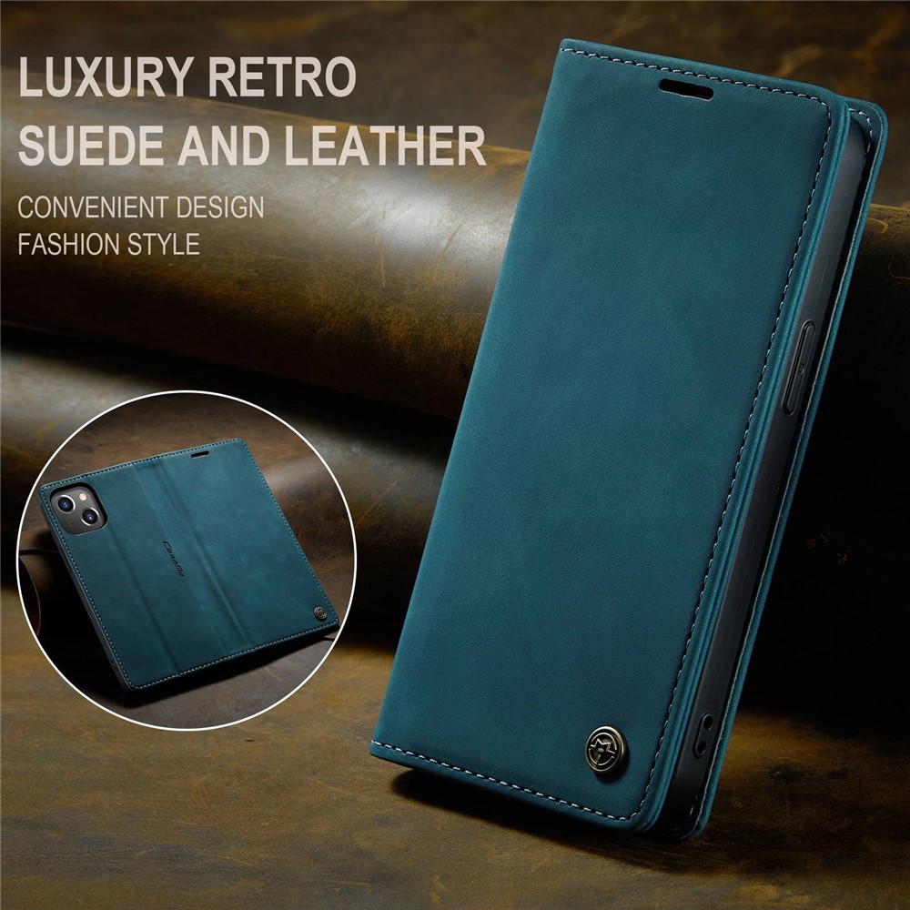 CASEME 013 Series Wallet Design Anti-Drop Magnetic Auto-absorbed PU Leather Flip Folio Phone Case with Stand for iPhone 13 6.1 inch - Blue-11