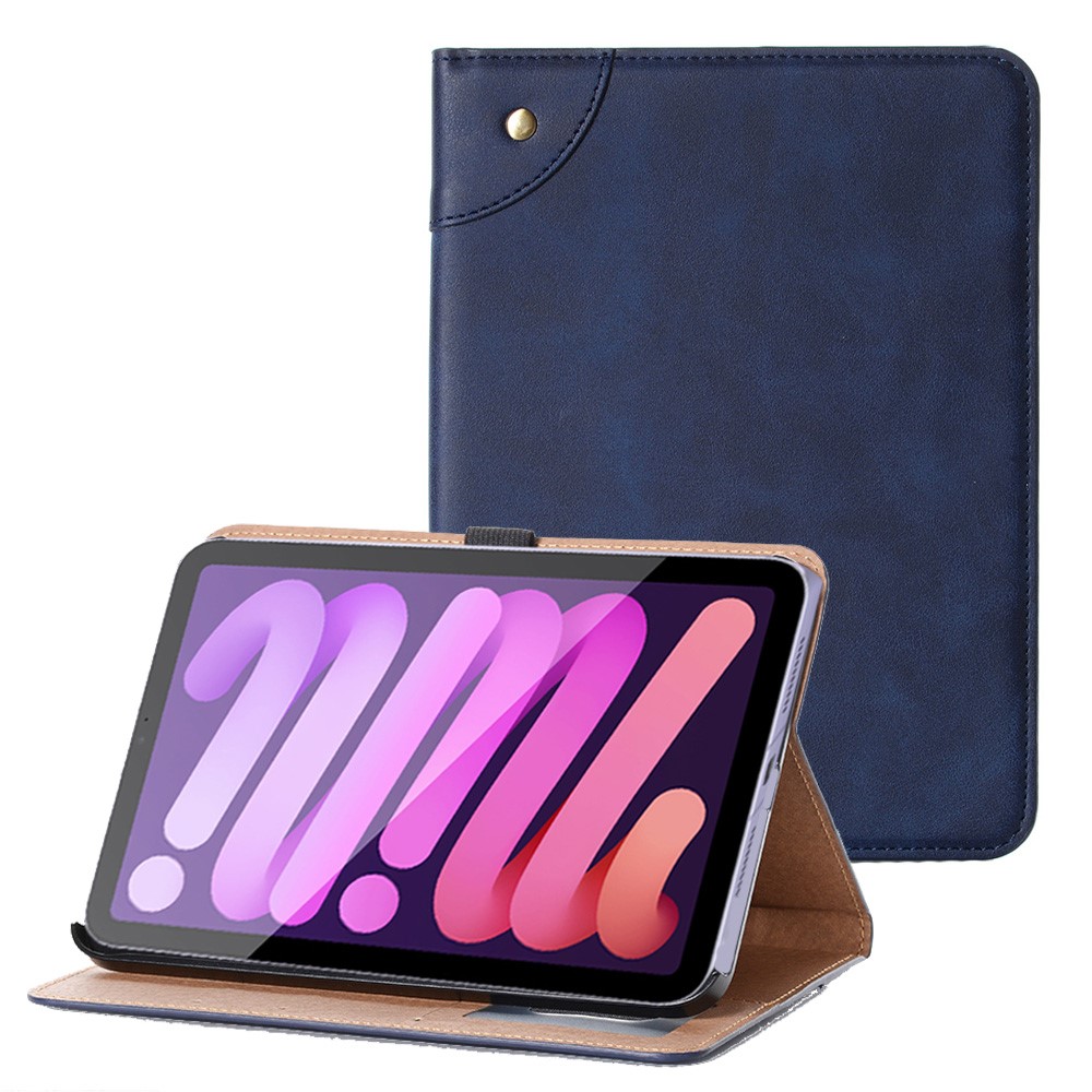 Retro Style Smart Sleep/Wake Up Tablet Leather Cover Case with Wallet Stand for iPad mini (2021) - Blue-1