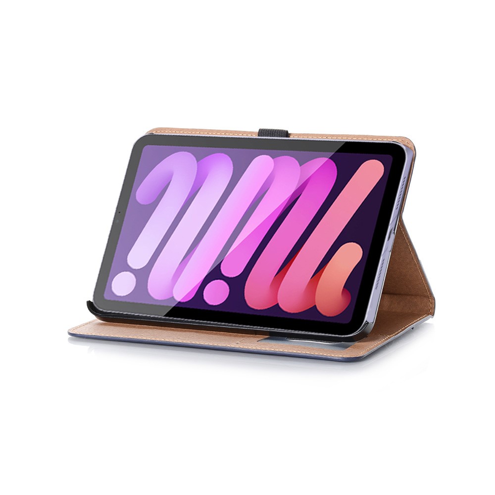 Retro Style Smart Sleep/Wake Up Tablet Leather Cover Case with Wallet Stand for iPad mini (2021) - Blue-5