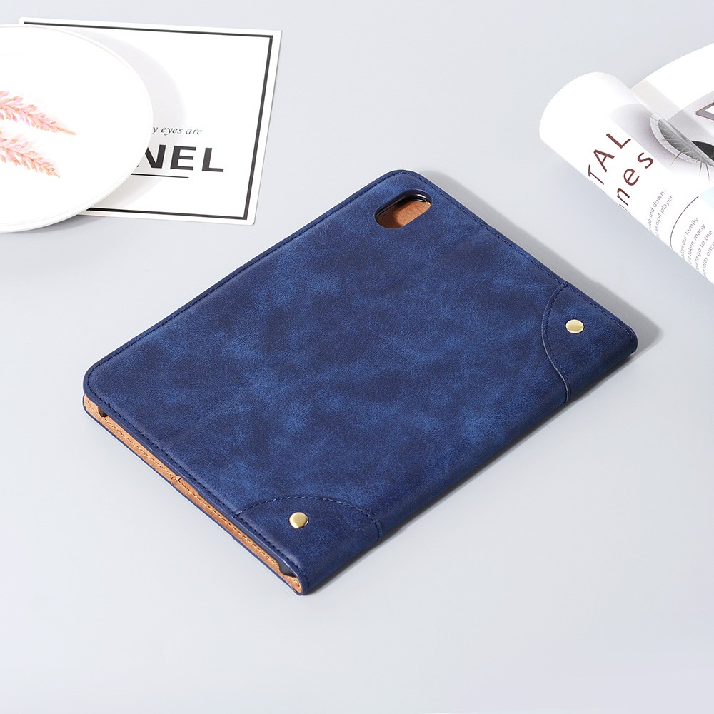 Retro Style Smart Sleep/Wake Up Tablet Leather Cover Case with Wallet Stand for iPad mini (2021) - Blue-8