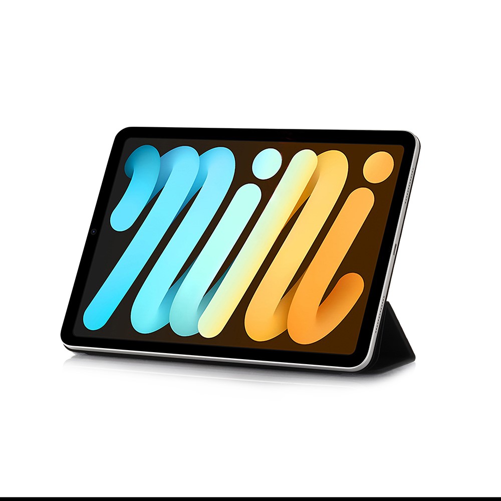 For iPad mini (2021) Tri-Fold Stand Magnetic Absorption Detachable Smart Leather Cover Case - Black-5