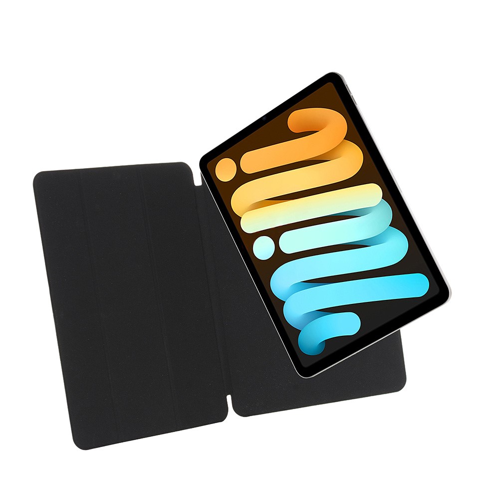 For iPad mini (2021) Tri-Fold Stand Magnetic Absorption Detachable Smart Leather Cover Case - Black-7