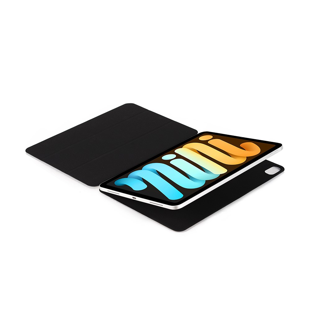 For iPad mini (2021) Tri-Fold Stand Magnetic Absorption Detachable Smart Leather Cover Case - Black-8
