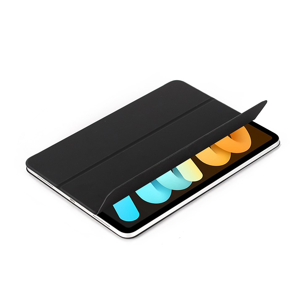 For iPad mini (2021) Tri-Fold Stand Magnetic Absorption Detachable Smart Leather Cover Case - Black-9