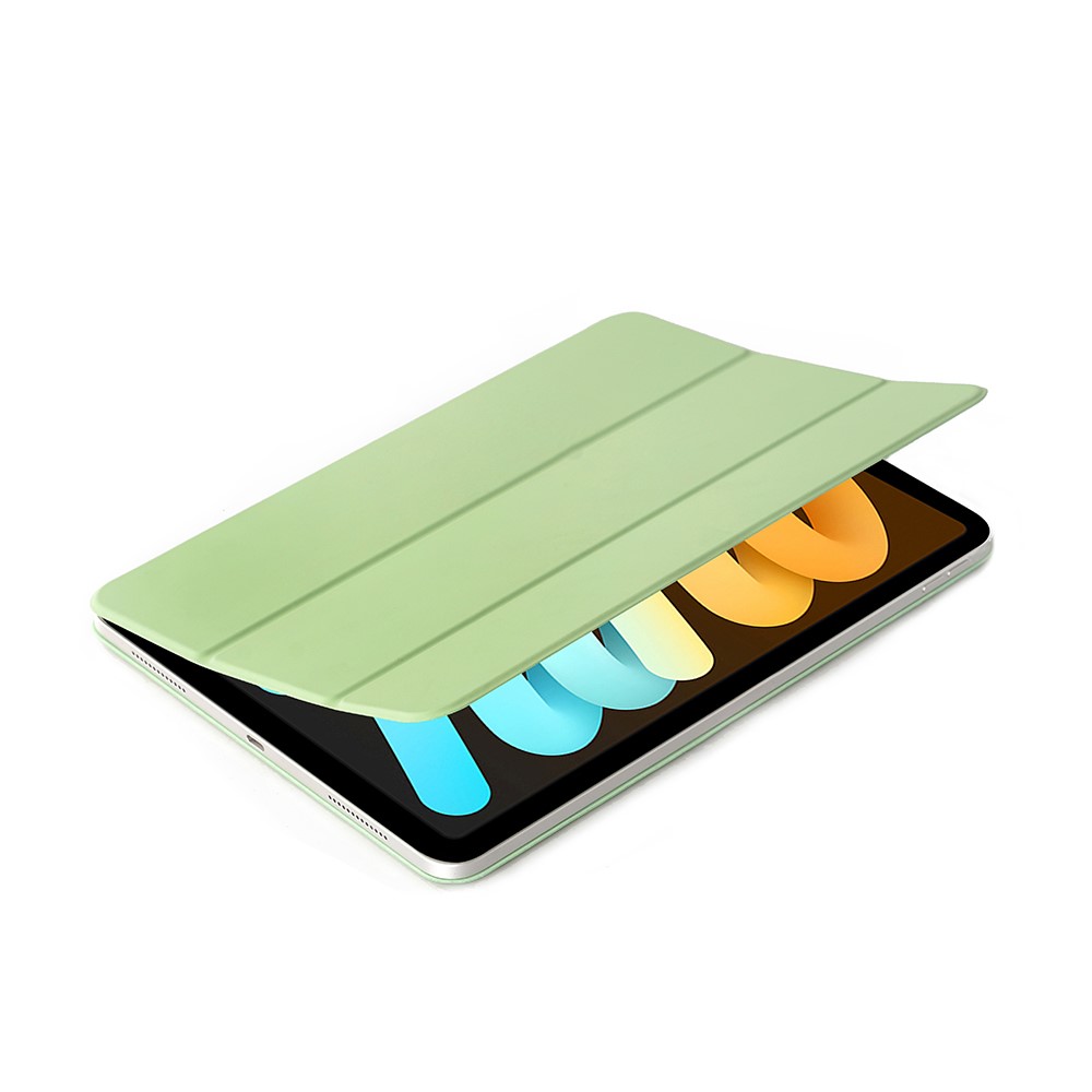 For iPad mini (2021) Tri-Fold Stand Magnetic Absorption Detachable Smart Leather Cover Case - Light Green-8