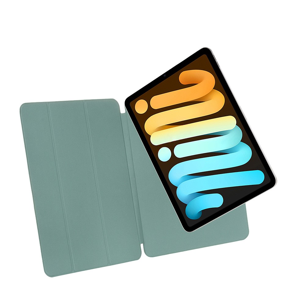 For iPad mini (2021) Tri-Fold Stand Magnetic Absorption Detachable Smart Leather Cover Case - Green-6