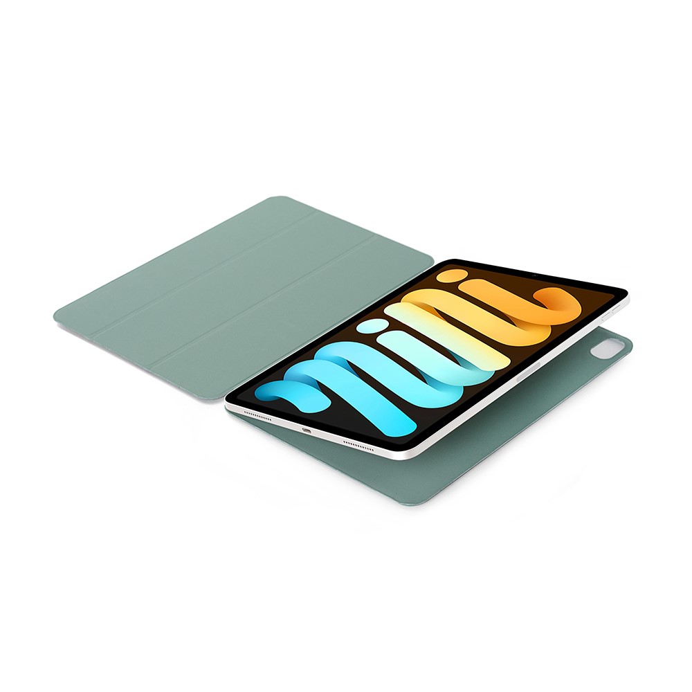 For iPad mini (2021) Tri-Fold Stand Magnetic Absorption Detachable Smart Leather Cover Case - Green-9
