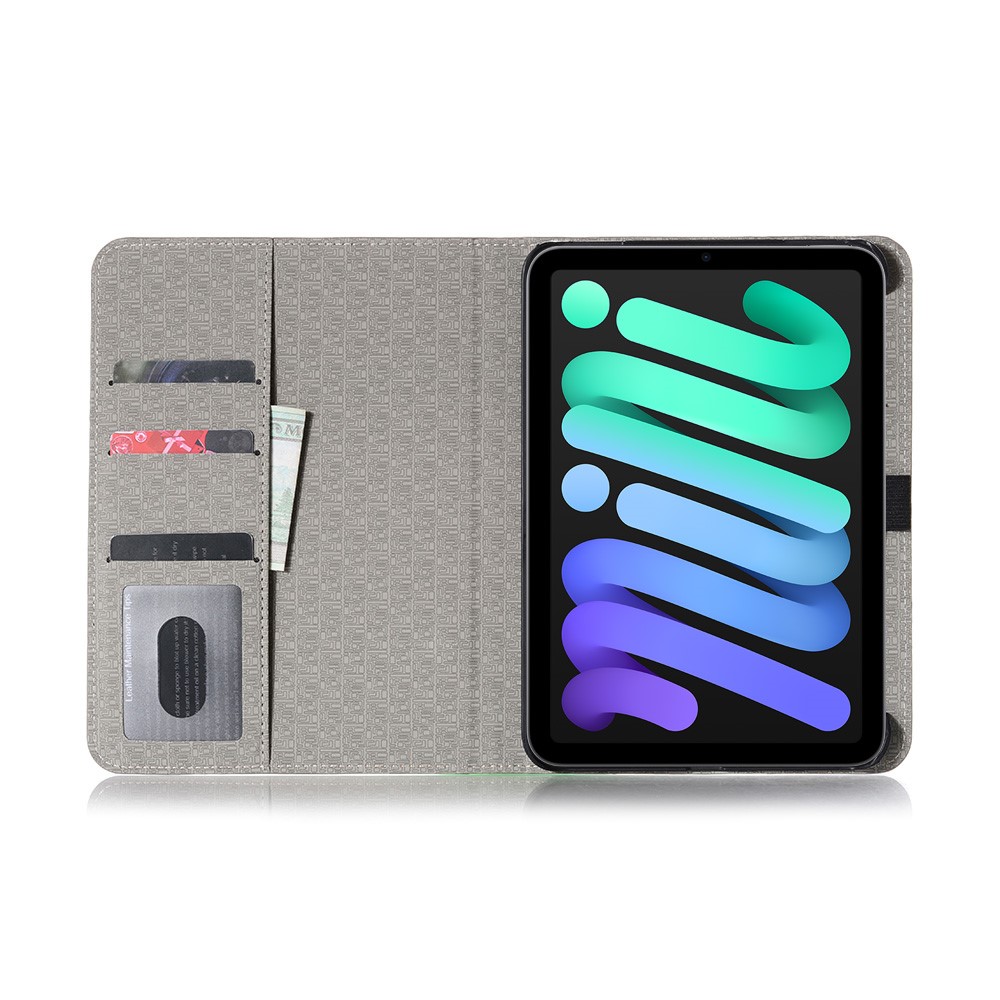 Full Protection Cross Texture Splicing Color PU Leather Smart Wallet Tablet Stand Case for iPad mini (2021) - Black-4