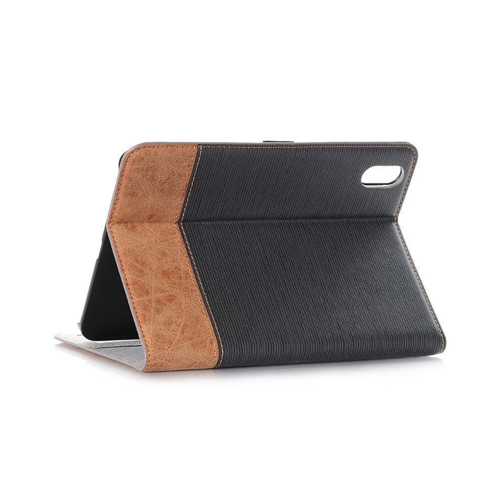 Full Protection Cross Texture Splicing Color PU Leather Smart Wallet Tablet Stand Case for iPad mini (2021) - Black-6