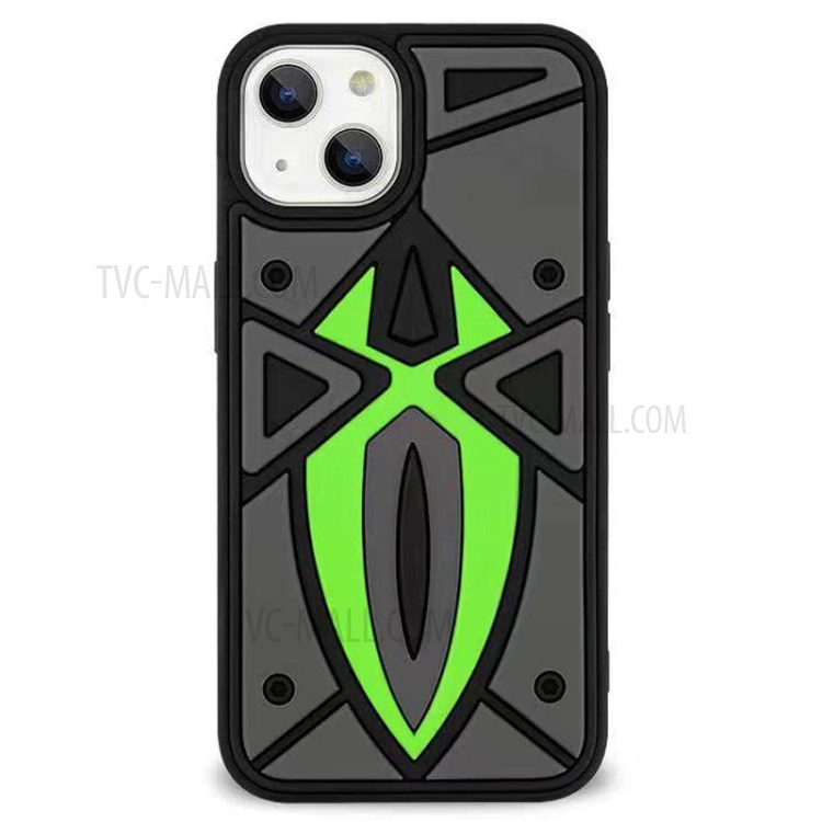 Stylish Camouflage Spider Imprinted Anti-Drop Scratch-Resistant Silicone Phone Case for iPhone 13 6.1 inch - Camouflage/Light Green-1