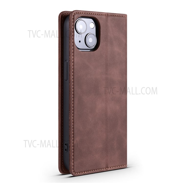 TAOKKIM TK Dream Series Leather Mobile Phone Case Full Protection Cover Shell for iPhone 13 6.1 inch - Brown-3