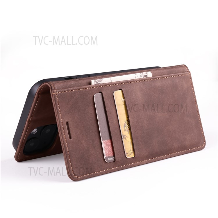 TAOKKIM TK Dream Series Leather Mobile Phone Case Full Protection Cover Shell for iPhone 13 6.1 inch - Brown-5