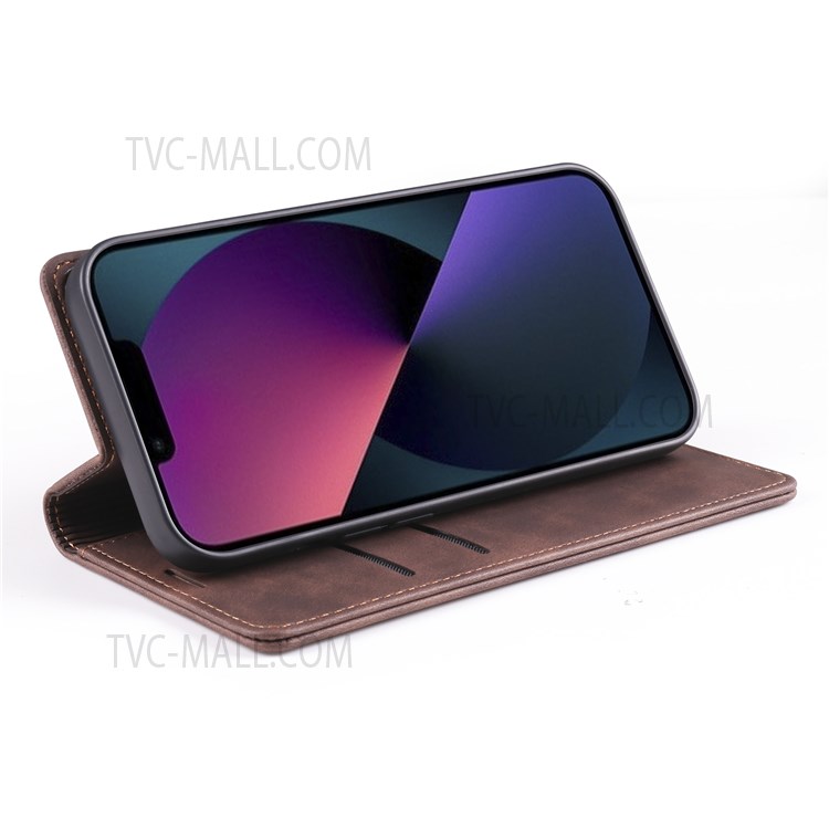 TAOKKIM TK Dream Series Leather Mobile Phone Case Full Protection Cover Shell for iPhone 13 6.1 inch - Brown-6