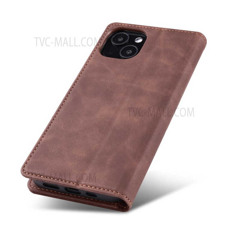TAOKKIM TK Dream Series Leather Mobile Phone Case Full Protection Cover Shell for iPhone 13 6.1 inch - Brown-8
