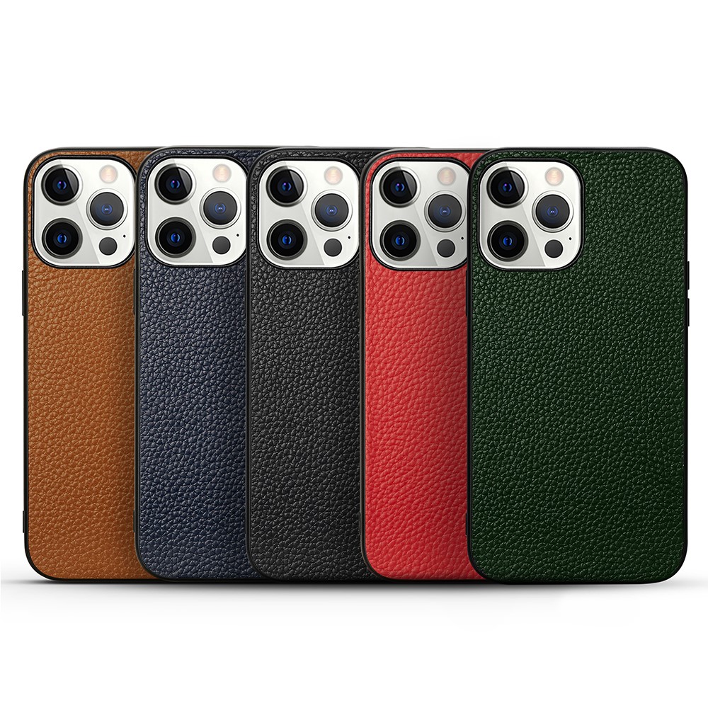 Drop-proof Litchi Texture Genuine Leather + TPU Case Cellphone Shell for iPhone 13 Pro Max 6.7 inch - Black-6