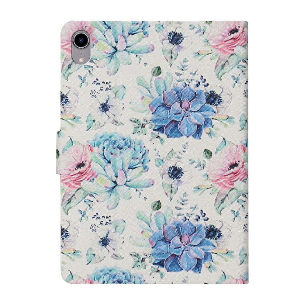 Stylish Pattern Printing Anti-Drop Magnetic Clasp Card Holder Leather Stand Case for iPad mini (2021) - Blue Flower-3
