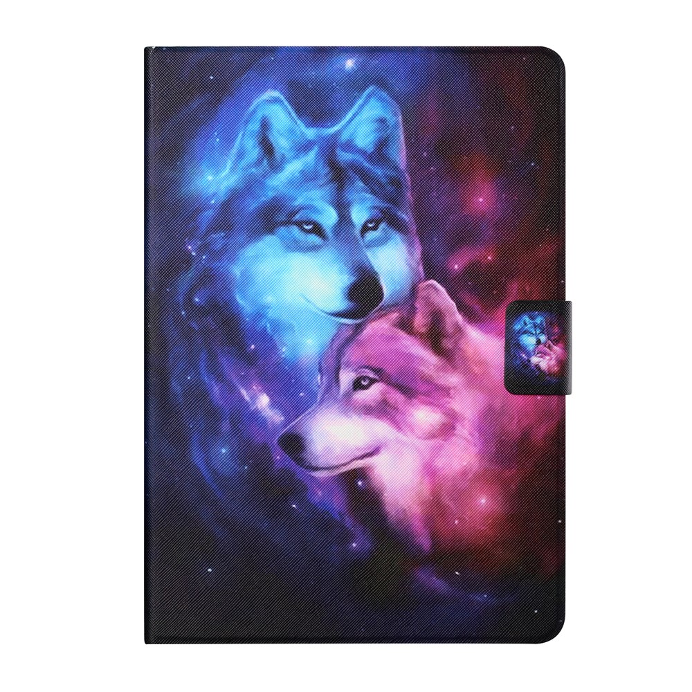 Stylish Pattern Printing Anti-Drop Magnetic Clasp Card Holder Leather Stand Case for iPad mini (2021) - Wolf-2