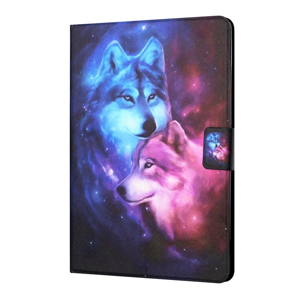 Stylish Pattern Printing Anti-Drop Magnetic Clasp Card Holder Leather Stand Case for iPad mini (2021) - Wolf-3