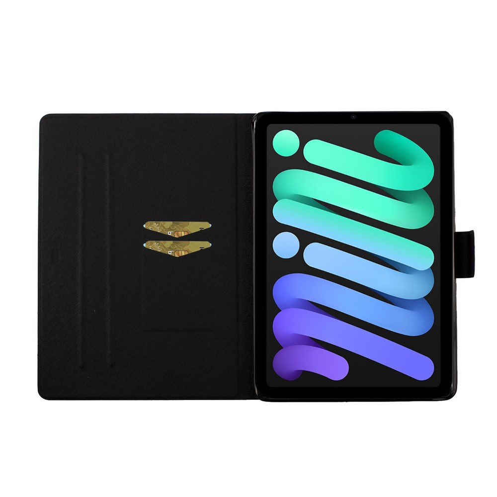 Stylish Pattern Printing Anti-Drop Magnetic Clasp Card Holder Leather Stand Case for iPad mini (2021) - Wolf-6