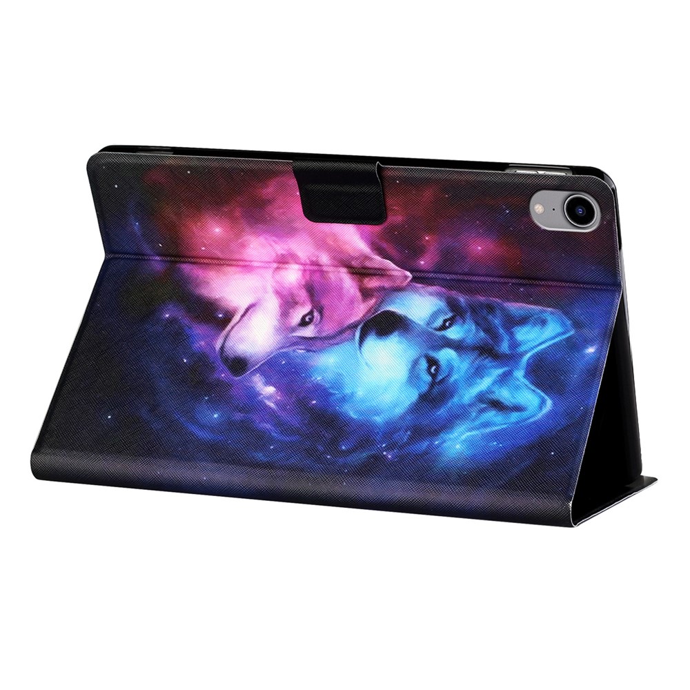 Stylish Pattern Printing Anti-Drop Magnetic Clasp Card Holder Leather Stand Case for iPad mini (2021) - Wolf-7