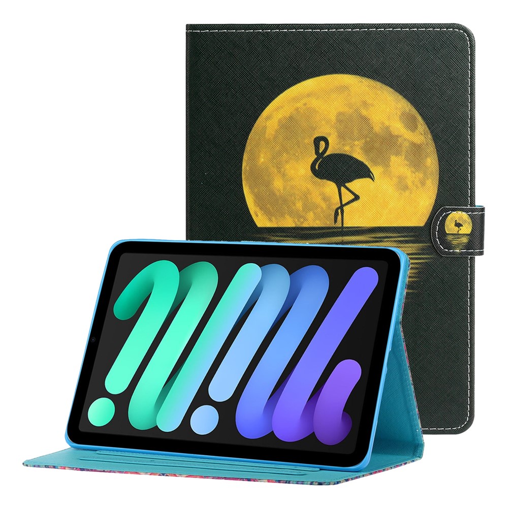 Magnetic Clasp Stylish Pattern Printing Shockproof Card Holder Design Leather Stand Case for iPad mini (2021) - Flamingo-1