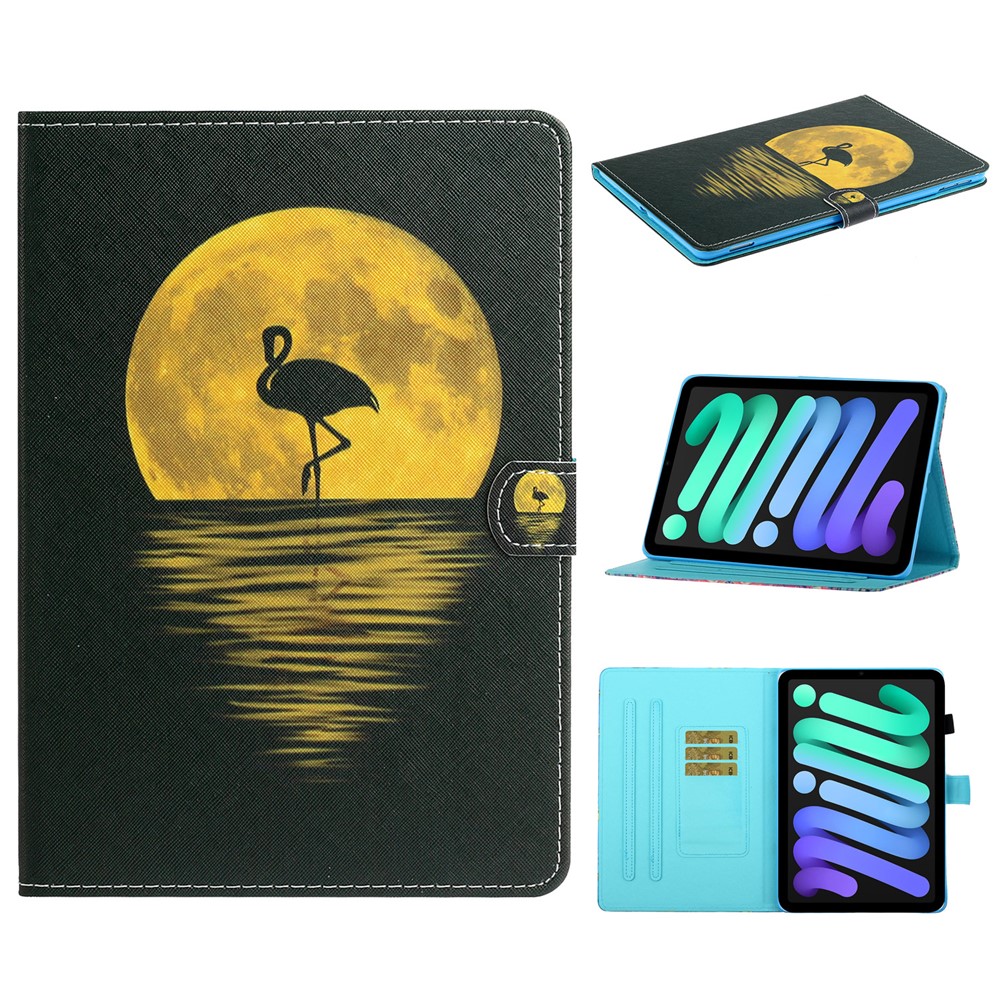 Magnetic Clasp Stylish Pattern Printing Shockproof Card Holder Design Leather Stand Case for iPad mini (2021) - Flamingo-10