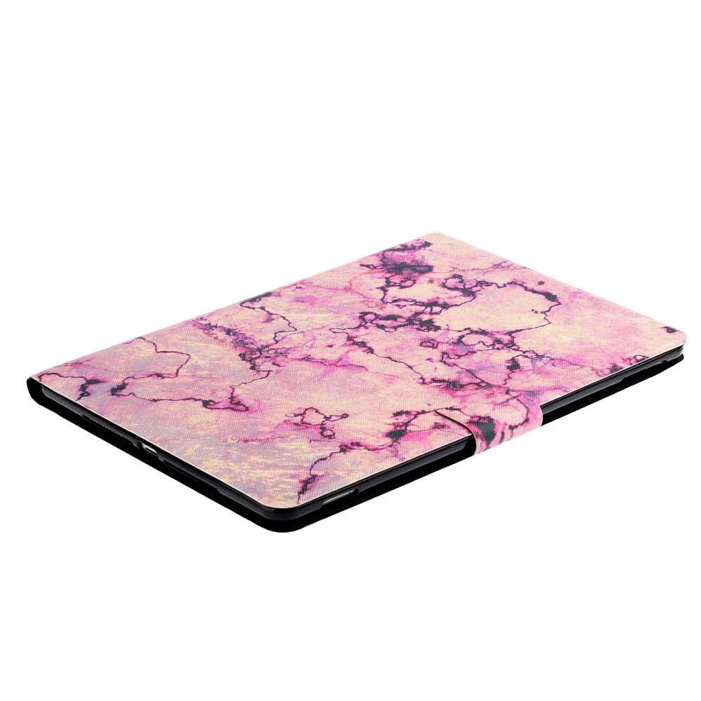 Stylish Pattern Printing Card Holder Design Anti-Fall Magnetic Clasp Leather Case with Stand for iPad mini (2021) - Pink Marble-6