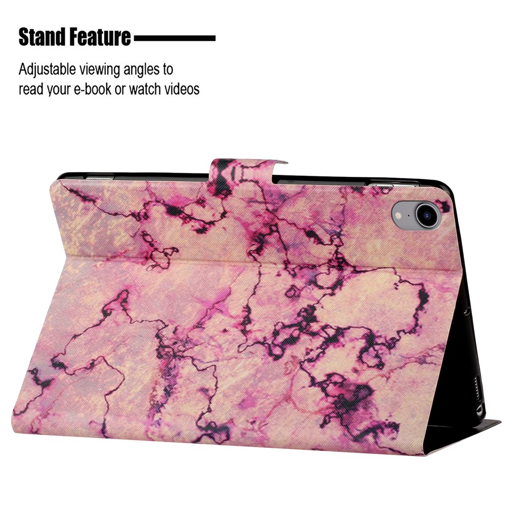 Stylish Pattern Printing Card Holder Design Anti-Fall Magnetic Clasp Leather Case with Stand for iPad mini (2021) - Pink Marble-7