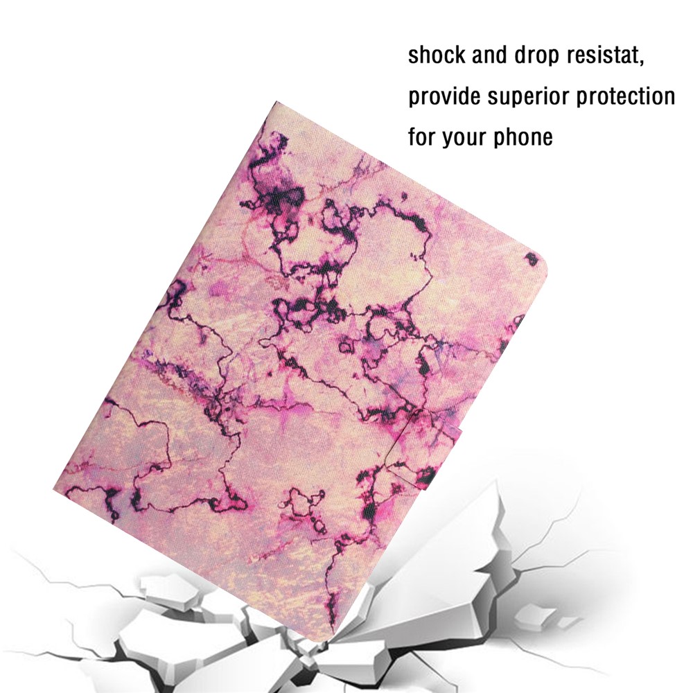 Stylish Pattern Printing Card Holder Design Anti-Fall Magnetic Clasp Leather Case with Stand for iPad mini (2021) - Pink Marble-8