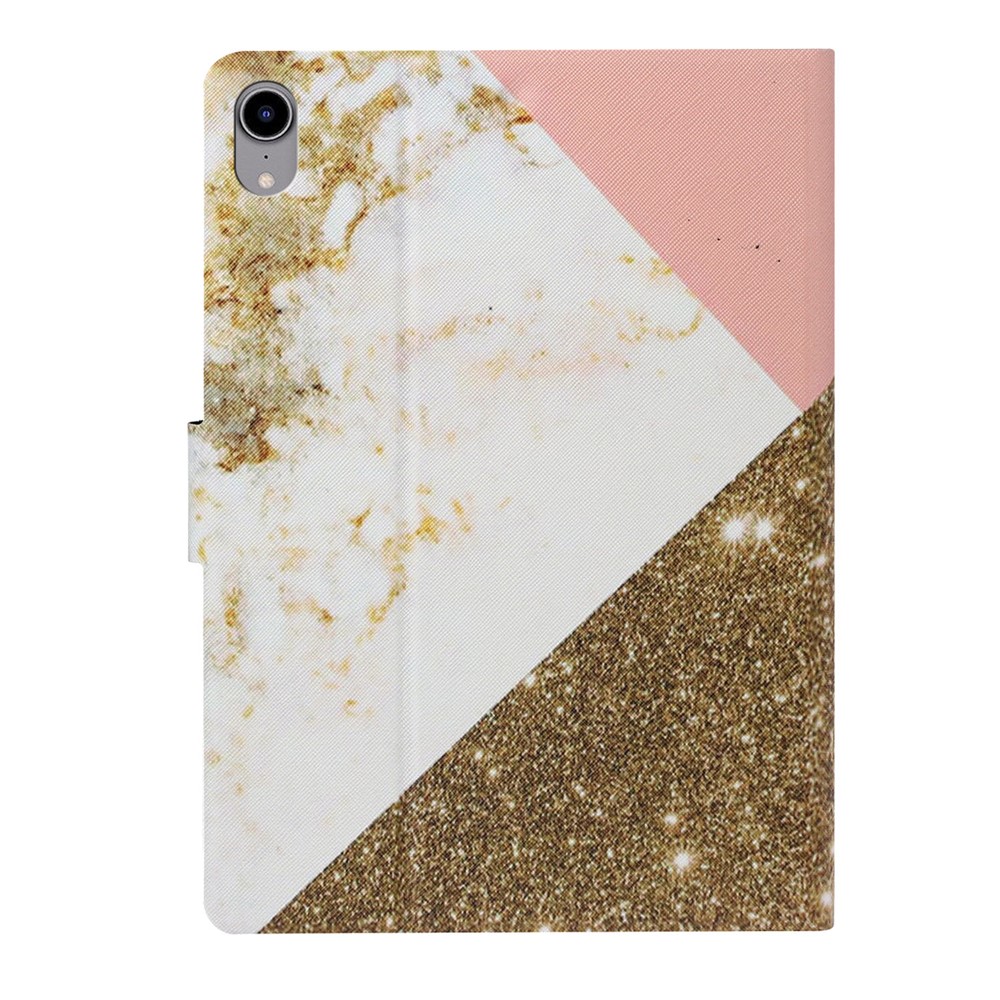 Stylish Pattern Printing Card Holder Design Anti-Fall Magnetic Clasp Leather Case with Stand for iPad mini (2021) - White/Gold-3