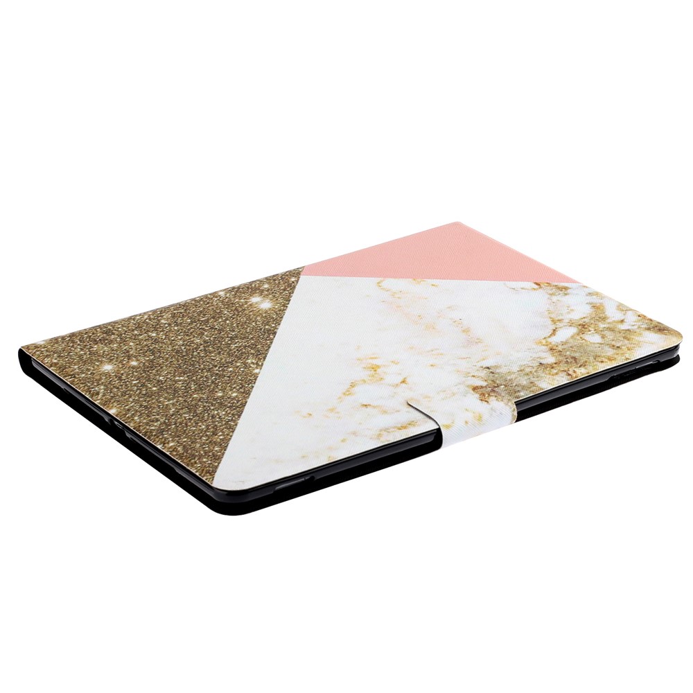 Stylish Pattern Printing Card Holder Design Anti-Fall Magnetic Clasp Leather Case with Stand for iPad mini (2021) - White/Gold-6
