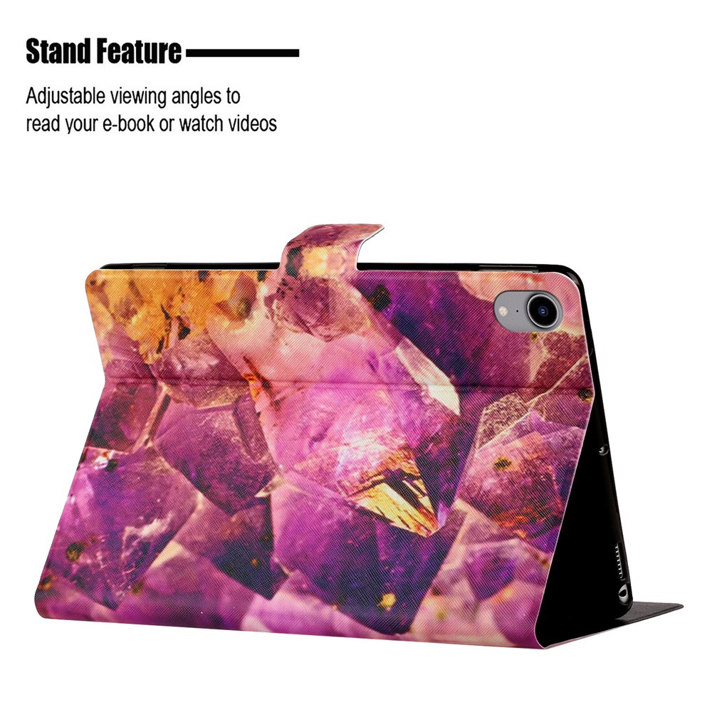 Stylish Pattern Printing Card Holder Design Anti-Fall Magnetic Clasp Leather Case with Stand for iPad mini (2021) - Amethyst-7