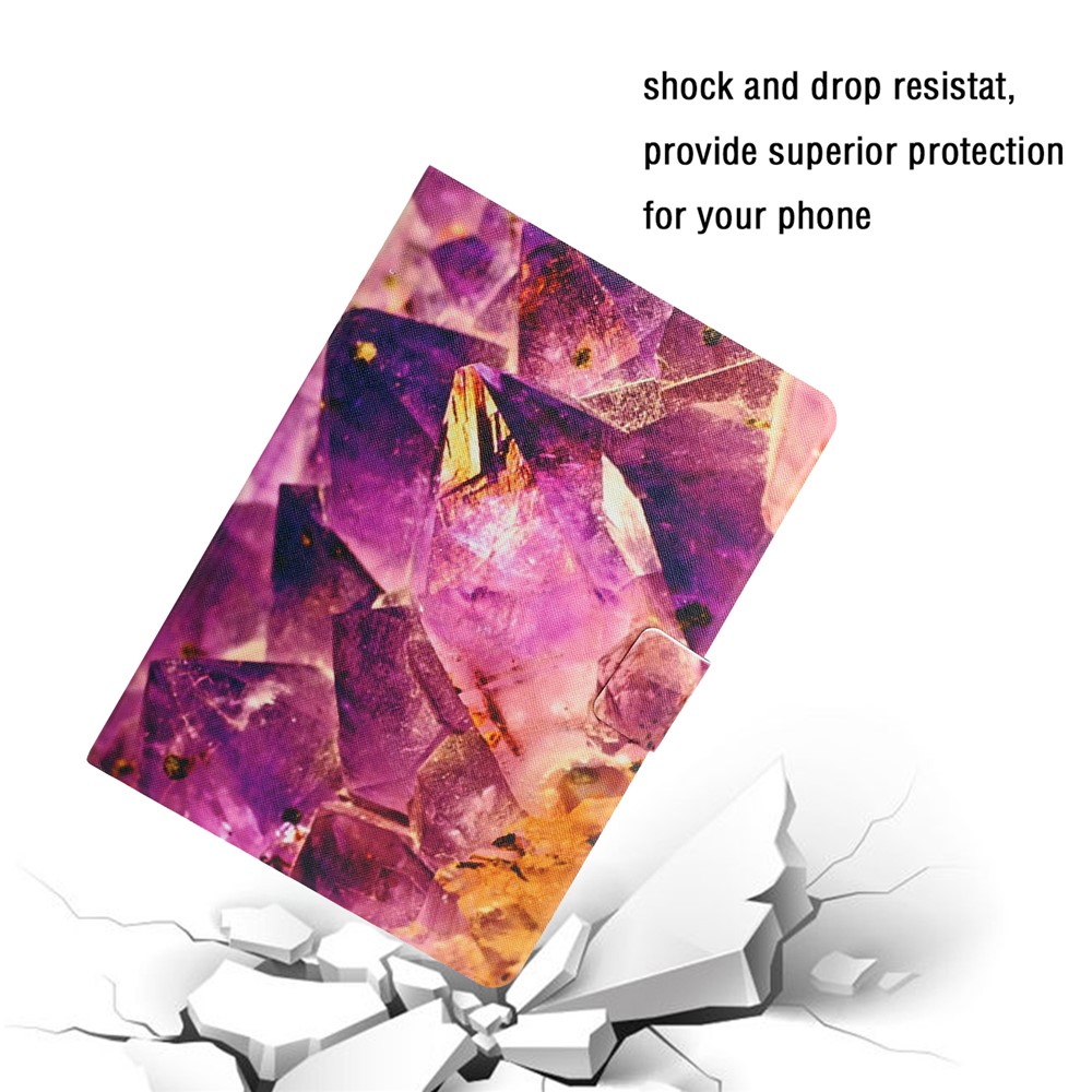 Stylish Pattern Printing Card Holder Design Anti-Fall Magnetic Clasp Leather Case with Stand for iPad mini (2021) - Amethyst-8
