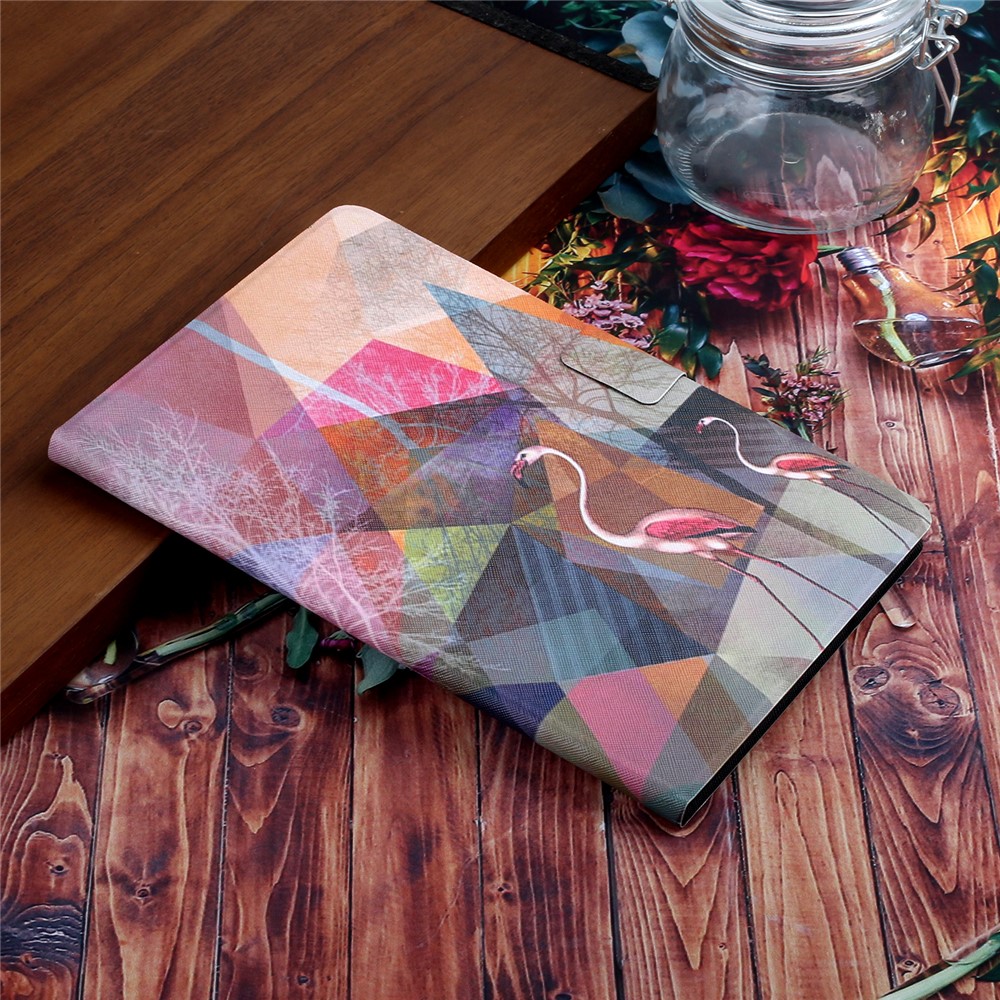 Stylish Pattern Printing Card Holder Design Anti-Fall Magnetic Clasp Leather Case with Stand for iPad mini (2021) - Flamingo-9