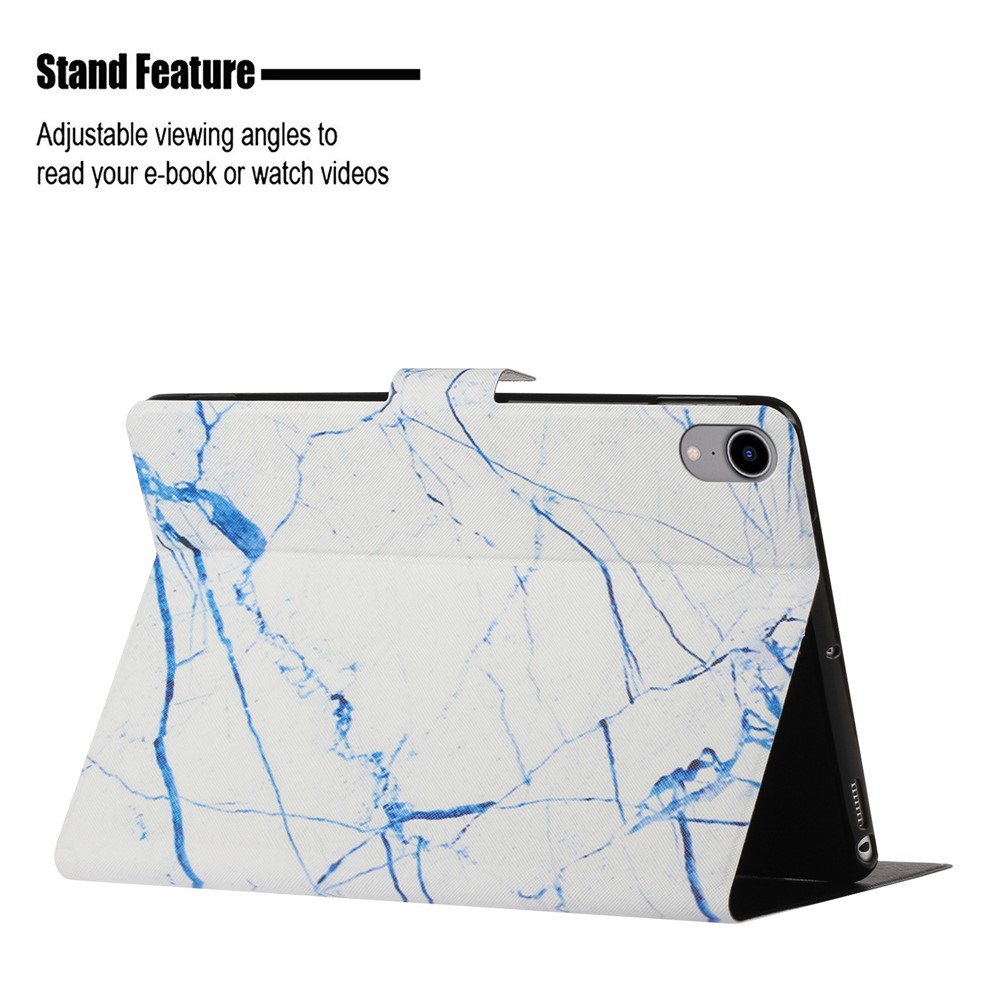 Stylish Pattern Printing Card Holder Design Anti-Fall Magnetic Clasp Leather Case with Stand for iPad mini (2021) - White Marble-7