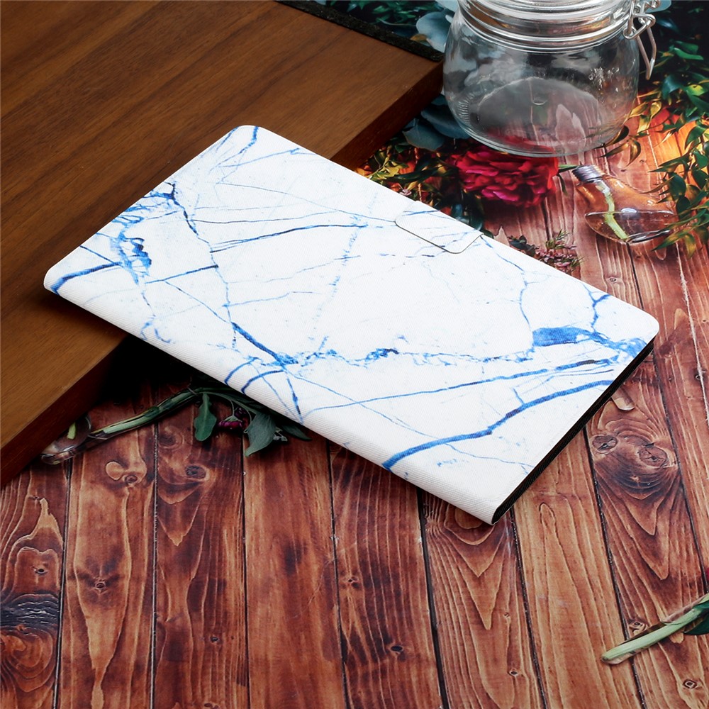 Stylish Pattern Printing Card Holder Design Anti-Fall Magnetic Clasp Leather Case with Stand for iPad mini (2021) - White Marble-9