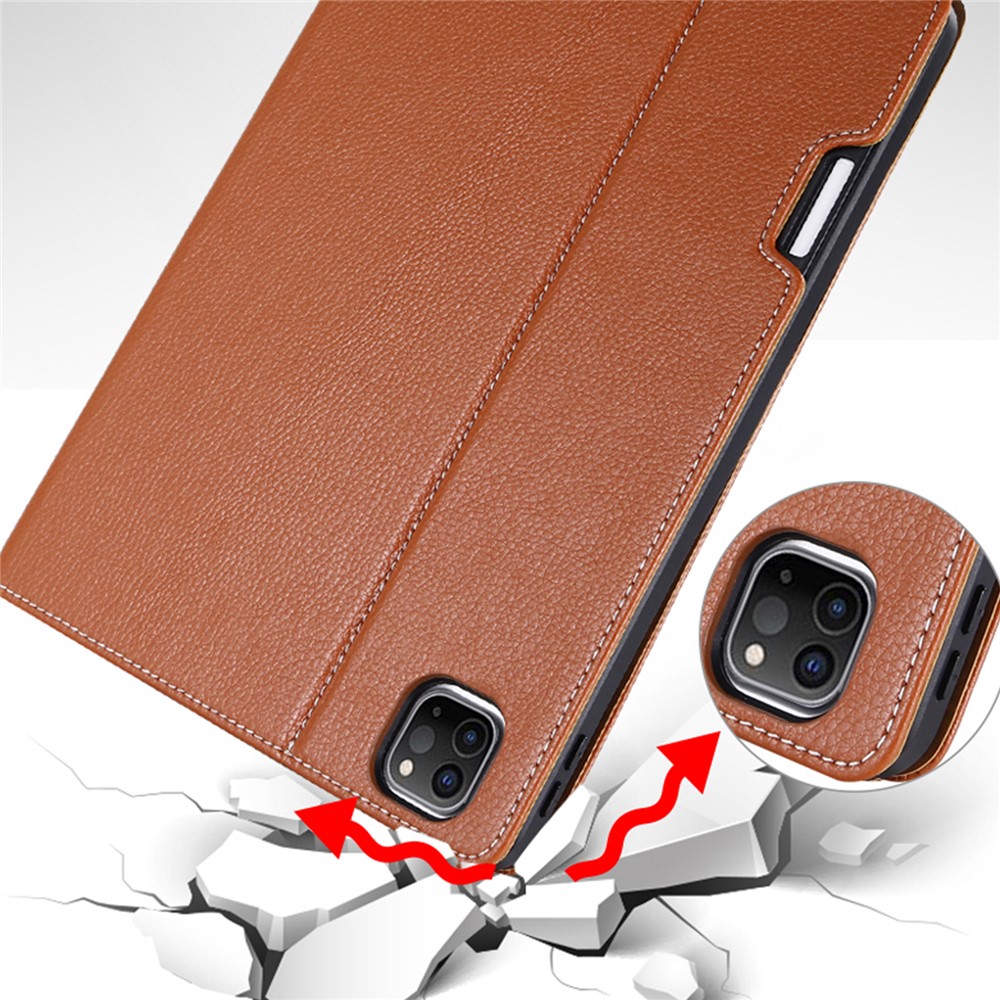 GEBEI Auto Wake/Sleep Adjustable Stand Leather Smart Tablet Cover Case with Card Slots for iPad Air (2020)/iPad Pro 11-inch (2021)/(2020)/(2018) - Brown-7