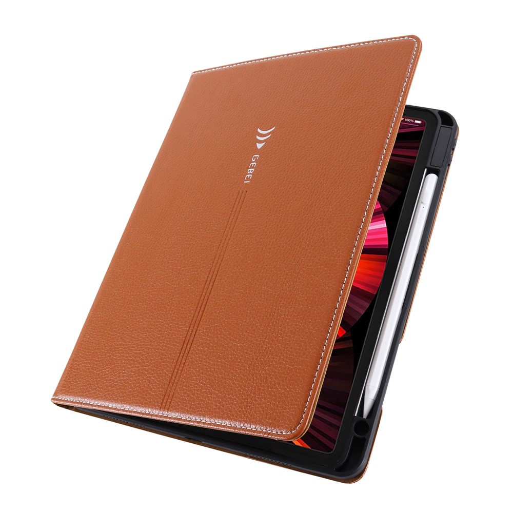 GEBEI Auto Wake/Sleep Adjustable Stand Leather Smart Tablet Cover Case with Card Slots for iPad Air (2020)/iPad Pro 11-inch (2021)/(2020)/(2018) - Brown-9