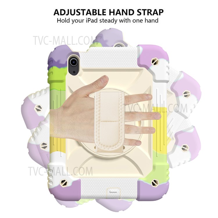 Rainbow Style 360-Degree Swivel Handy Strap Built-in Kickstand Tablet Case with Shoulder Strap for iPad mini (2021) - Multicolor/Beige-3